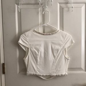 White embellished crop top